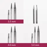Utskiftbare metallspisser fra Drops Pro Classic merket 3,5, 4,0 og 5,0 mm