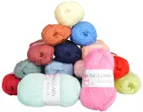 Viking Garn Baby Ull-nøster i mintgrønt, rosa, rødt, blått, oransje og gult